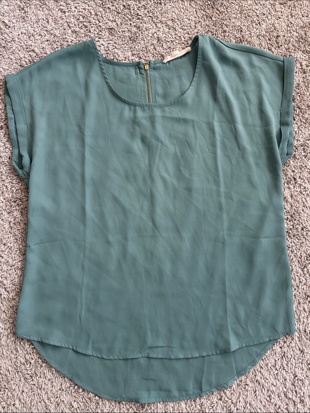 Women's Short cap Sleeve Scoop Neck Blouse - pastel Teal Green